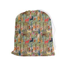 Animal Forest Pattern Drawstring Pouch (xl) by Pakjumat