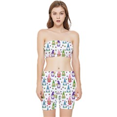 Gnomes Seamless Fantasy Pattern Stretch Shorts And Tube Top Set by Pakjumat
