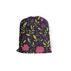 Flower Pattern Design Drawstring Pouch (medium) by Pakjumat