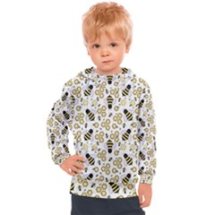 Bee Honeycomb Honeybee Insect Kids  Hooded Pullover by Pakjumat
