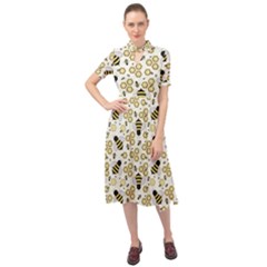 Bee Honeycomb Honeybee Insect Keyhole Neckline Chiffon Dress by Pakjumat