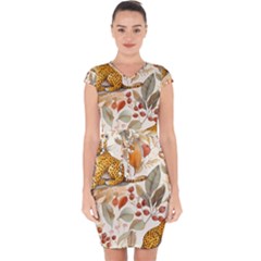 Fur Big Cat Spots Zoo Fast Hunter Capsleeve Drawstring Dress  by Pakjumat