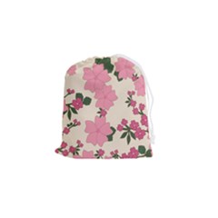 Floral Vintage Flowers Drawstring Pouch (small) by Dutashop