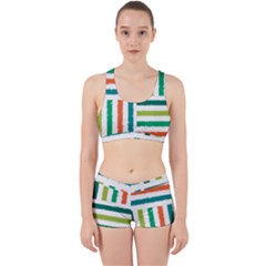 Striped Colorful Pattern Graphic Work It Out Gym Set by Pakjumat