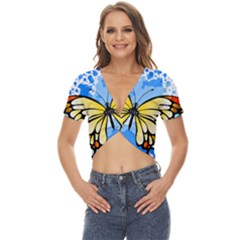 Butterfly Art T- Shirtbutterfly T- Shirt Twist Front Crop Top by JamesGoode