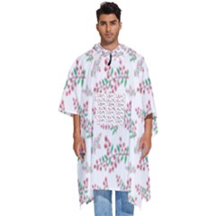 Christmas Shading Festivals Floral Pattern Men s Hooded Rain Ponchos by Sarkoni