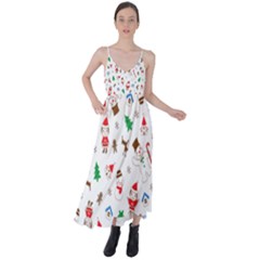 Christmas Santa Claus Pattern Tie Back Maxi Dress by Sarkoni