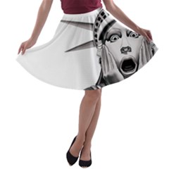 Funny Statue Of Liberty Parody A-line Skater Skirt by Sarkoni
