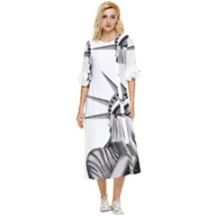 Funny Statue Of Liberty Parody Double Cuff Midi Dress by Sarkoni