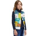 Cat T- Shirt Cute Cats Colorful Seamless Pattern T- Shirt Kid s Button Up Puffer Vest	 View2