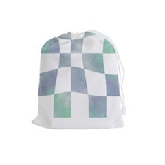 Checkerboard T- Shirt Psychedelic Watercolor Check Aqua T- Shirt Drawstring Pouch (large) by EnriqueJohnson