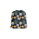 Flower Grey Pattern Floral Drawstring Pouch (Small) View1