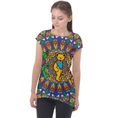 Grateful Dead Pattern Cap Sleeve High Low Top by Sarkoni