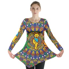 Grateful Dead Pattern Long Sleeve Tunic  by Sarkoni