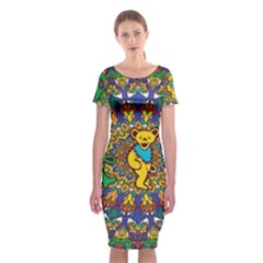 Grateful Dead Pattern Classic Short Sleeve Midi Dress by Sarkoni