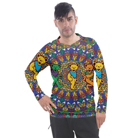 Grateful Dead Pattern Men s Pique Long Sleeve T-shirt by Sarkoni