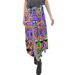 Trippy Aesthetic Halloween Velour Split Maxi Skirt by Sarkoni
