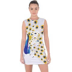 Bird Peafowl Peacock Animal Lace Up Front Bodycon Dress by uniart180623