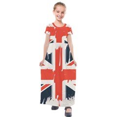 Union Jack England Uk United Kingdom London Kids  Short Sleeve Maxi Dress by uniart180623