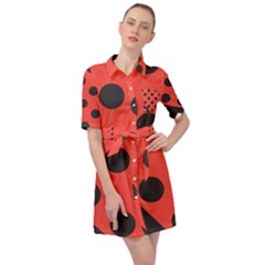 Abstract-bug-cubism-flat-insect Belted Shirt Dress by Ket1n9