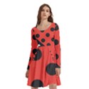 Abstract-bug-cubism-flat-insect Long Sleeve Knee Length Skater Dress With Pockets View3