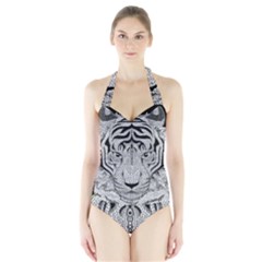 Tiger Head Halter Swimsuit by Ket1n9