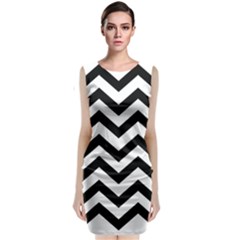 Black And White Chevron Sleeveless Velvet Midi Dress by Ket1n9