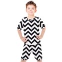 Black And White Chevron Kids  T-Shirt and Shorts Set View1