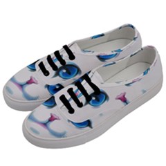 Cute White Cat Blue Eyes Face Men s Classic Low Top Sneakers by Ket1n9