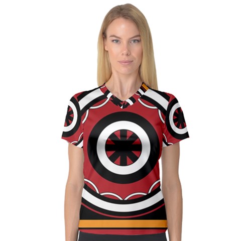Toraja Pattern Pa barre Allo V-neck Sport Mesh T-shirt by Ket1n9