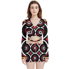 Toraja Pattern Ne limbongan Velvet Wrap Crop Top And Shorts Set by Ket1n9