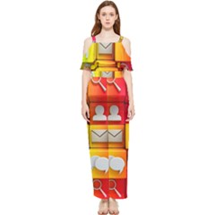 Colorful 3d Social Media Draped Sleeveless Chiffon Jumpsuit by Ket1n9