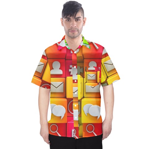 Colorful 3d Social Media Men s Hawaii Shirt by Ket1n9