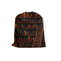 Books Library Drawstring Pouch (large) by Ket1n9