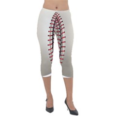 Baseball Lightweight Velour Capri Leggings  by Ket1n9