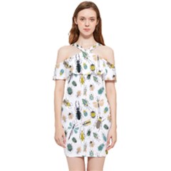 Insect Animal Pattern Shoulder Frill Bodycon Summer Dress by Ket1n9