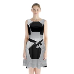 Soccer Ball Sleeveless Waist Tie Chiffon Dress by Ket1n9