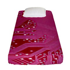 Pink Circuit Pattern Fitted Sheet (single Size) by Ket1n9