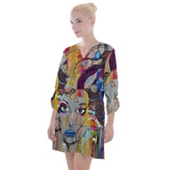 Graffiti-mural-street-art-painting Open Neck Shift Dress by Ket1n9