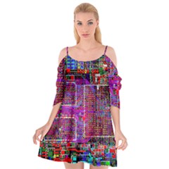 Technology Circuit Board Layout Pattern Cutout Spaghetti Strap Chiffon Dress by Ket1n9