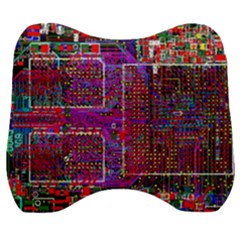 Technology Circuit Board Layout Pattern Velour Head Support Cushion by Ket1n9