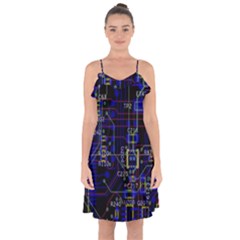 Technology Circuit Board Layout Ruffle Detail Chiffon Dress by Ket1n9