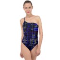 Technology Circuit Board Layout Classic One Shoulder Swimsuit View1