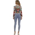 Wood Sculpture Bali Logo Long Sleeve V-Neck Top View4
