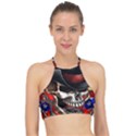 Confederate Flag Usa America United States Csa Civil War Rebel Dixie Military Poster Skull Halter Bikini Top View1