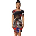 Confederate Flag Usa America United States Csa Civil War Rebel Dixie Military Poster Skull Fitted Knot Split End Bodycon Dress View1