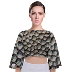 Ocean Pattern Tie Back Butterfly Sleeve Chiffon Top by Ket1n9