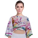 Butterfly Vector Art Tie Back Butterfly Sleeve Chiffon Top View1