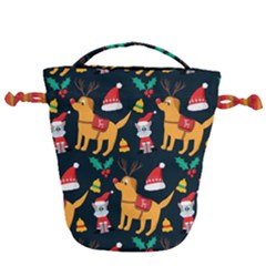 Funny Christmas Pattern Background Drawstring Bucket Bag by Ket1n9