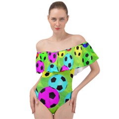 Balls Colors Off Shoulder Velour Bodysuit  by Ket1n9